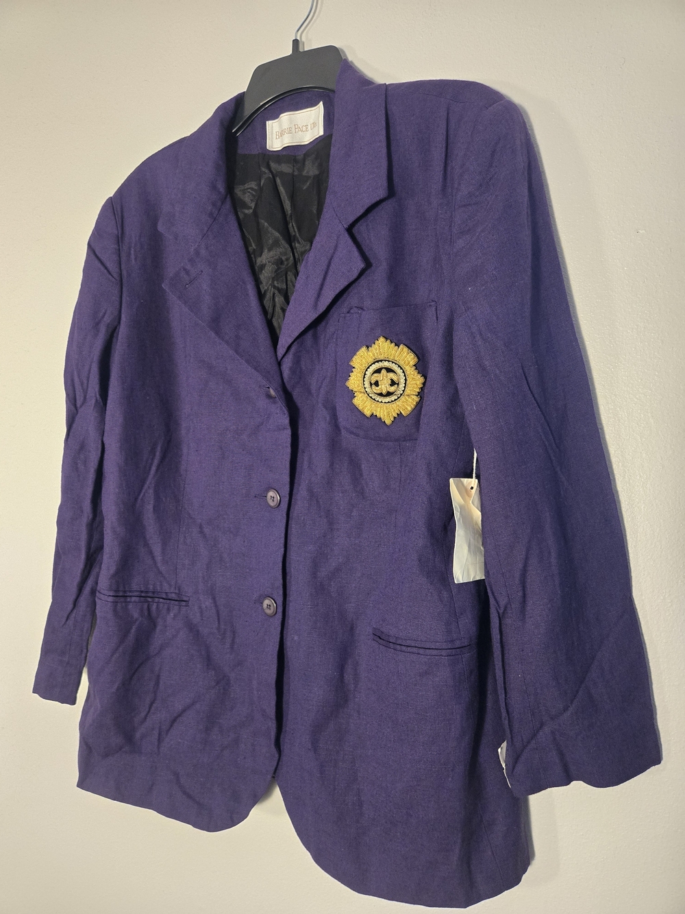 Purple Embroidered Crest Blazer - Unknown Brand